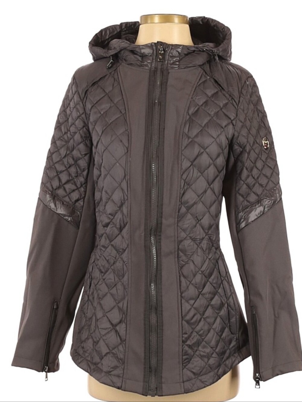 1 Madison Quilted Hooded Puffer Jacket - Charcoal